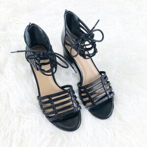 ⭐️ FRANCO SARTO Leather Strappy Black Block Heels 6